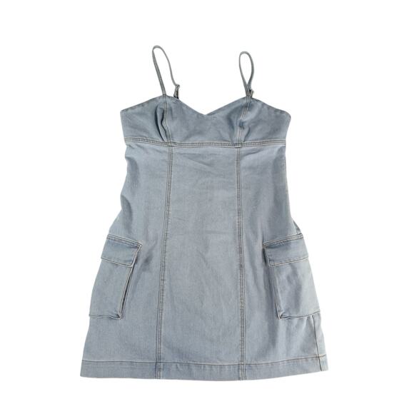 Tinseltown Overall Dress Womens XXL Blue Denim Pocket Mini Light Wash Kohl's NWT - Picture 1 of 8